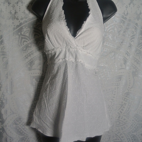 Tops - White Boho Halter Medium M